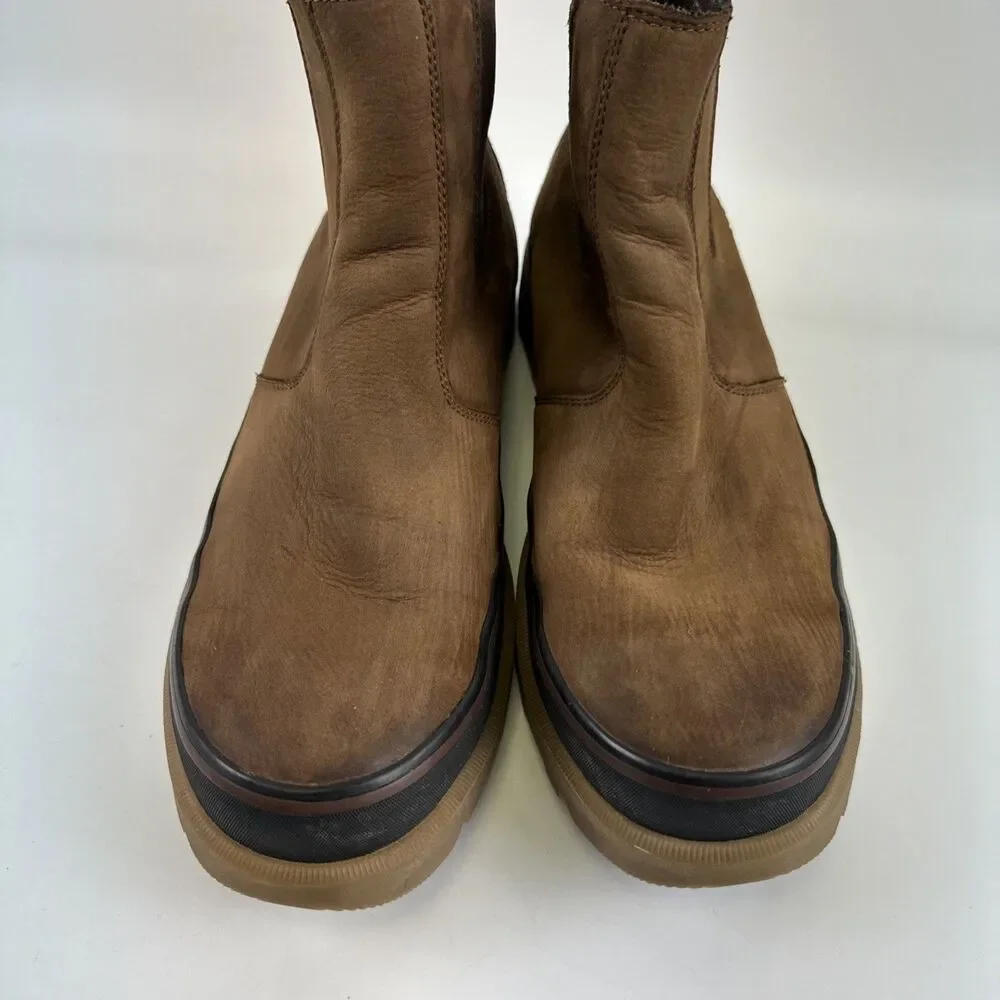 Sorel Caribou Chelsea Boots Pull On Brown Leather Waterproof NO INSERTS Mens 12